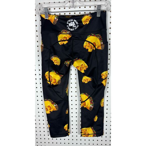 Feed Me Fight Me taco skulls capri leggings size S - Picture 2 of 7